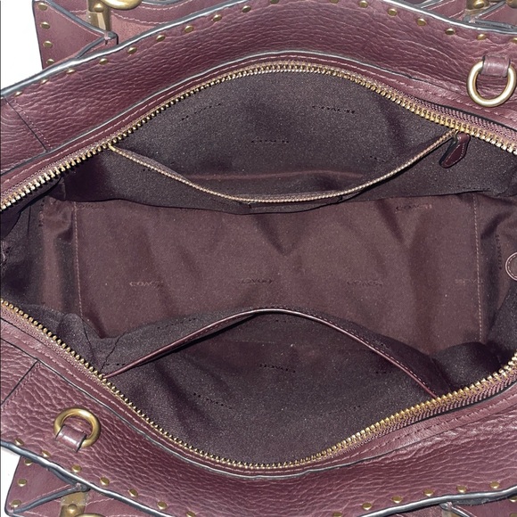 Coach Dreamer 36 Border Rivets Large Mixed Leather Suede Shoulder Bag in Brown - Picture 14 of 16